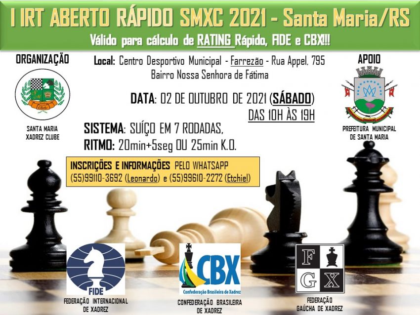 Aberto de Xadrez Rápido em Santa Maria – RS – Federação Gaúcha de Xadrez